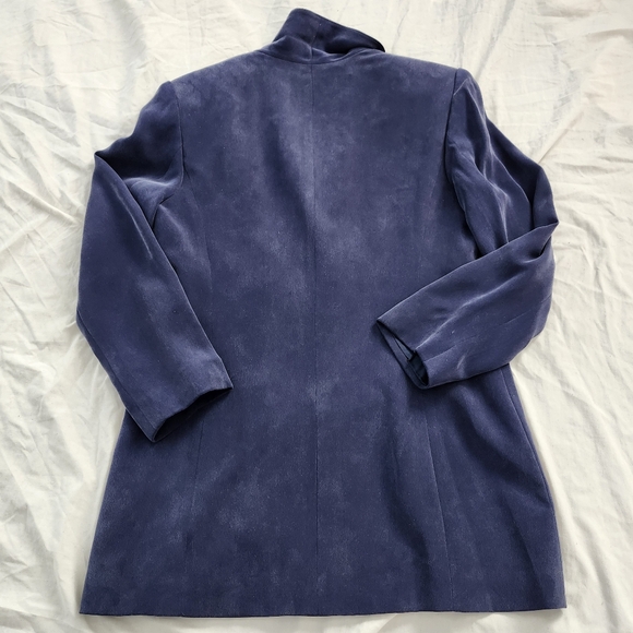 Vintage Bianca Nygard 100% Silk One-Button Navy Blue Blazer, Size 8 - Picture 6 of 11